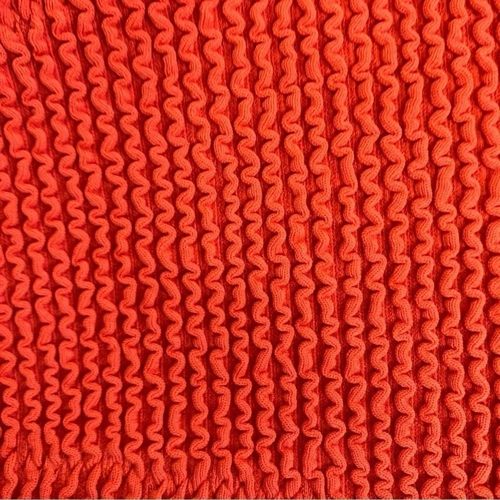 NWT J. Crew Retro Scrunchie Sweetheart Bikini Top in Vivid Flame Coral Red Sz 3X